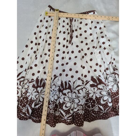 Indian Tropical women's polka dot midi Skirt Prairie 100% cotton Sequins Career - Picture 6 of 8
